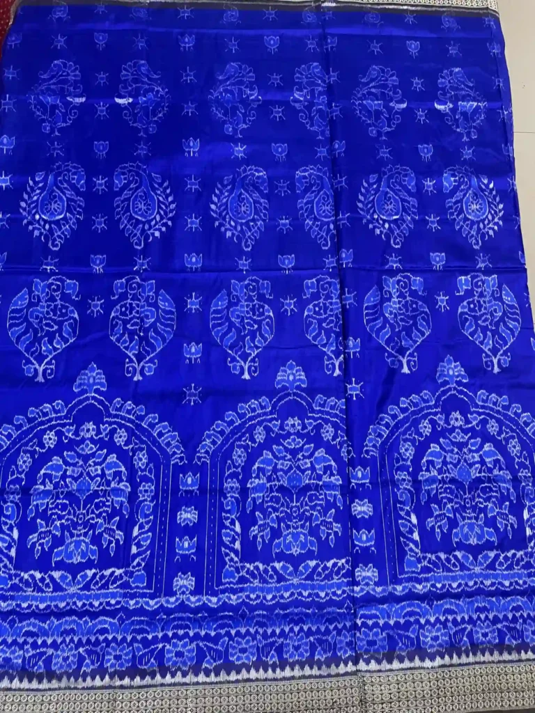 Royal Blue Sambalpuri Ikat Saree with Temple Motifs