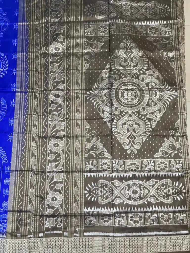 Royal Blue Sambalpuri Ikat Saree with Temple Motifs