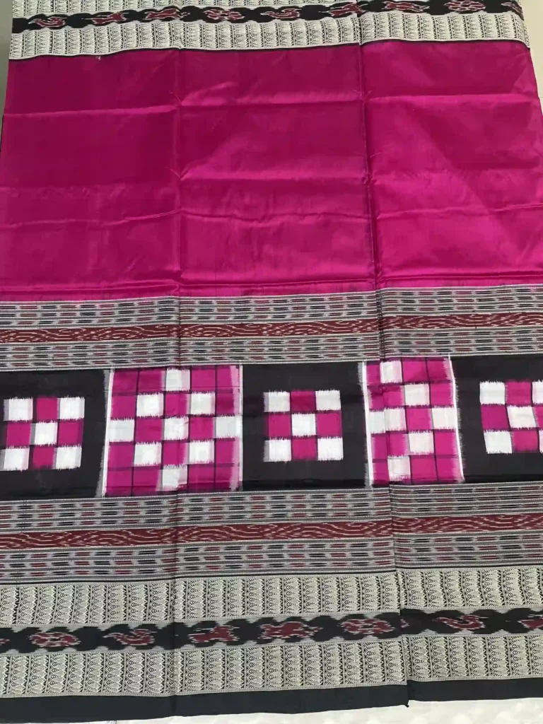 Magenta Sambalpuri Silk Saree with Half Bichitrapuri Design