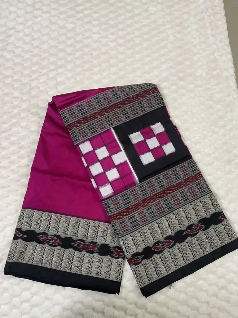 Magenta Sambalpuri Silk Saree with Half Bichitrapuri Design