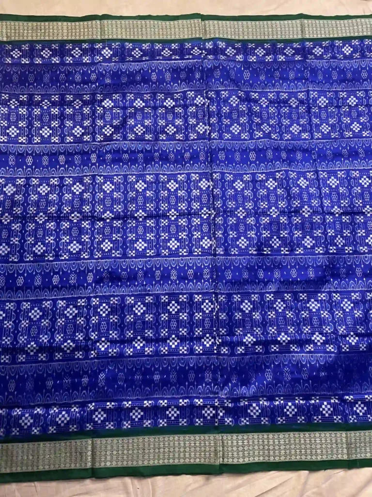 Blue Sambalpuri Pure Silk Saree - Small Pasapalli Design