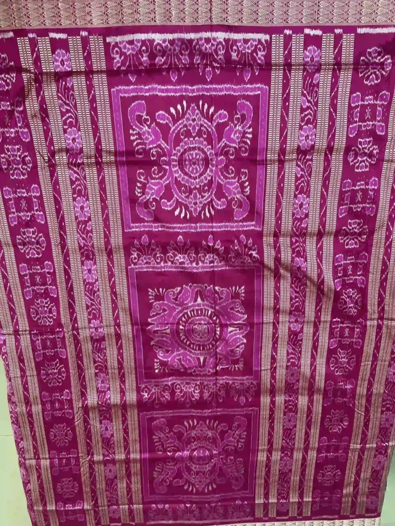 Olive Green Sambalpuri Silk Saree with Peacock Motifs
