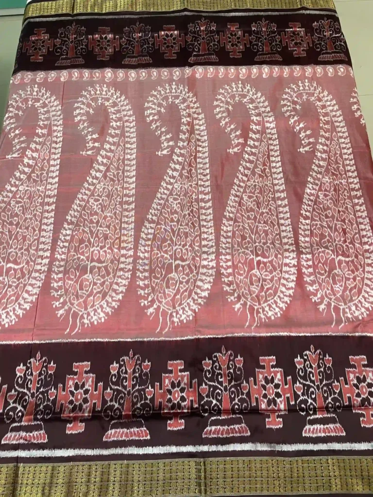 Dusty Rose Sambalpuri Silk Saree with Tree of Life Motifs