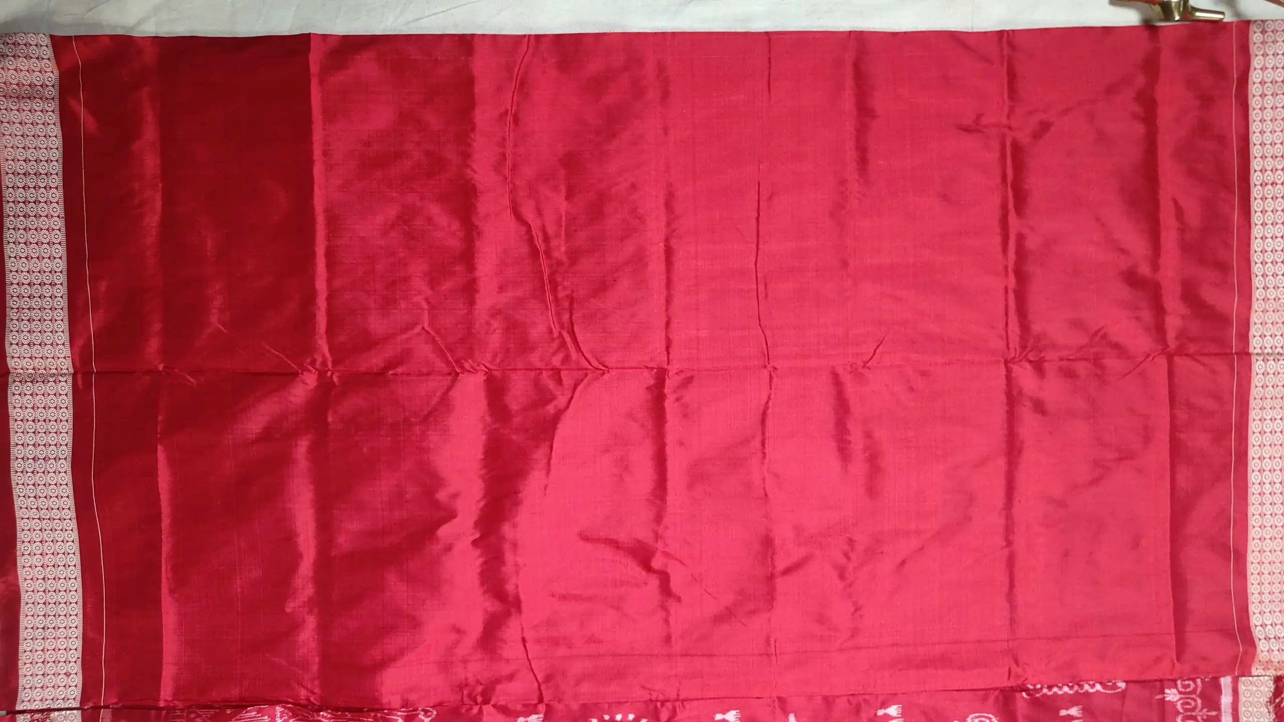 Red Color Plain Blouse with Border Design on hand