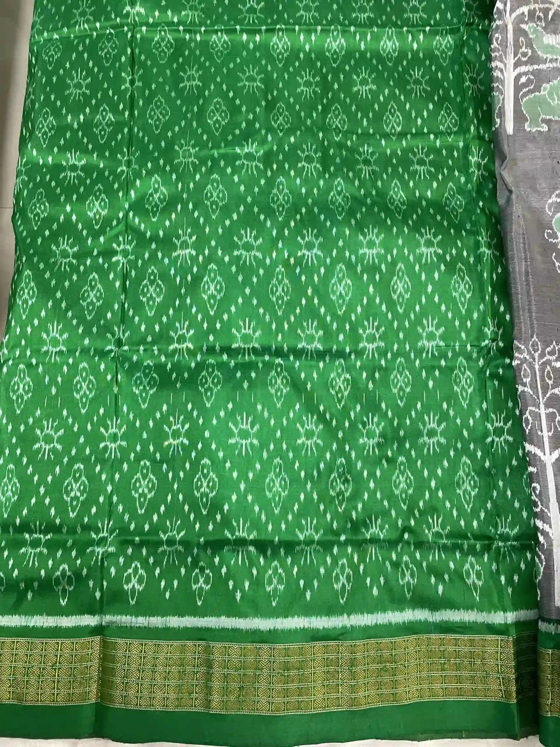 Green color blouse piece with body works for blouse